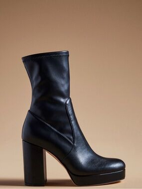 Silent D Yellesy Black Leather Heeled Ankle Boots from Anthropologie